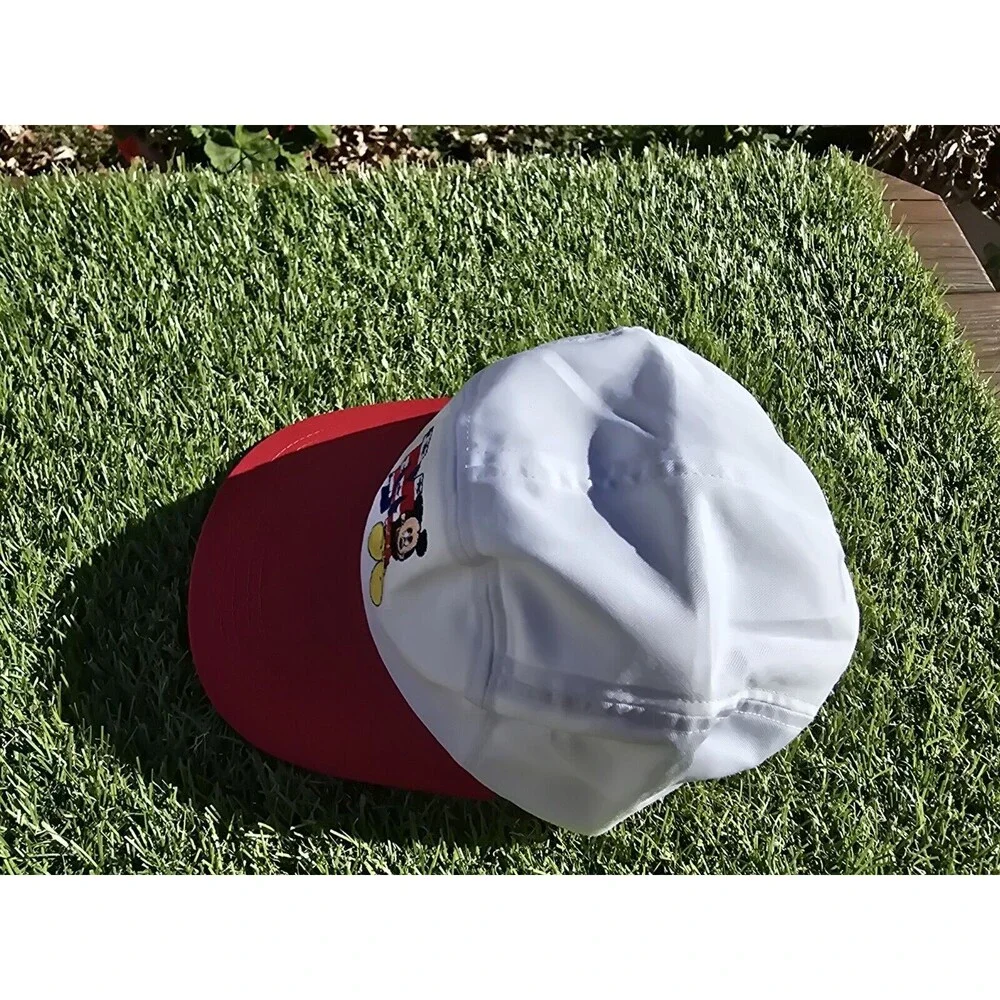 Vintage 90’s Disney Mickey Unlimited Red White Stars Stripes Cap Hat EUC Mickey